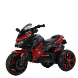 12V Electric Kids Motorcycle for 3-8 Year Old Boys Girls, 3-Wheel Ride-On Toy Motorbike with Lighting Wheels, Music Player (Connect with Phone) and Hand Drive (RED)
