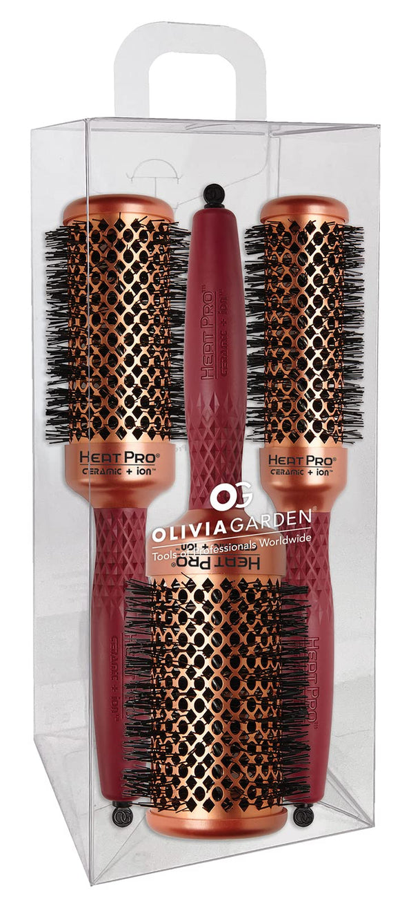 Round Thermal Hair Brush Set, 3 Count Olivia Garden
