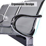 buenotoys 3-Seat Waiting Room Chairs - Waiting Room Bench with Arms Airport Reception Bench Guest Reception Chairs Lobby Bench Waiting Area for Airport Market Bank Hospital School Barbersho, Silver