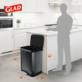 oft Close Lid, Foot Pedal & Waste Bag Holder – Large Indoor Metal Garbage Bin for Kitchen, Home & Office Use