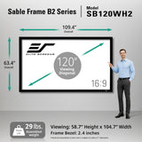Elite Screens 120" Fixed Frame Projector Screen 16:9, 4K/8K UHD CineWhite UHD-B, ISF Certified, UST/Short/Standard Compatible, SB120WH2