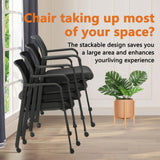 CLATINA Black Waiting Room Chair with Wheels Mesh Back Stacking Arm Chairs