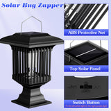 Qualirey 2 Pcs Solar Bug Zapper Outdoor with Stake Waterproof Mosquito Killer Lamp Lantern with White and UV Light Portable Cordless Mosquito Insect Zapper for Patio, Backyard, Garden, Camping