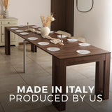 Mobili Fiver, Easy, Extendable Console Table with Extension Leaves Holder, 17.7(120.1) x35.4 in, Walnut, for 4-12 People, Space Saving Dining Table for Entrance, Living Room, Italian Furniture