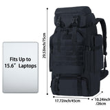 Nayubo 80L Hiking Backpack Camping Travel Daypack Waterproof Adjustable Extra Large Backpack Climbing Trekking Outdoor Sport Bag Molle Rucksack for Men Women (Black)