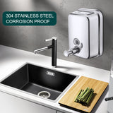 Commercial Soap Dispenser Wall Mount Stainless Steel Manual Liquid Pump Rust-Proof Leak Free for Bathroom (17 fl oz / 500ml) VANNSOO