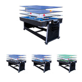 RACK Triad 7-Foot 3-in-1 Multi-Game Swivel Table (Blue Felt with Black Body) - Billiards/Pool, Table Tennis & Air Hockey
