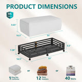 Wisuce Bamboo Under Bed Storage Containers- Underbed Organizer with Wheels with Dust Bag,Sturdy Wood Rolling Under the Bed Shoe Storage Organizer Drawers (Black, 2 Pack (33.07"×16.54"))