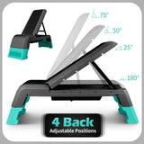 leikefitness Exercise Step Platform, Multifunctional Aerobic Deck with Cord and Adjustable Dumbbell & Weight Bench, Fitness Equipment for Workout Home Gym, GM5821 (Black)