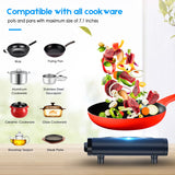 Electric Stove, 1800W Infrared Hot Plate, 7 Inch Ceramic Glass Portable Double Burner Cooktop for Dorm Office Home Camp CUSIMAX