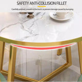 Mid Century Round 4-Person Dining Table Set - Faux Marble Kitchen Table with Chairs, Dark Orange Multi-Use Conference Office Desk