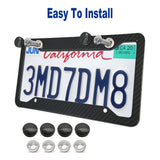 BGGTMO Carbon Fiber License Plate Frames- 2 Pack Black Aluminum Printed Carbon Patterns Car Tag Cover for Front & Rear, 4 Hole Heavy Duty Universal Holder Mount Screws with Caps