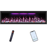 60" Smart Electric Fireplace Inserts,Slim Fireplace with APP Control & Remote Control& Touch Panel,13 Adjustable Flame Color&13 Fuel Bed Colors,750W/1500W,Black