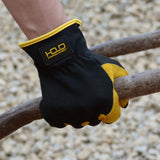 HANDLANDY Men Leather Gardening Gloves, Utility Work Gloves for Mechanics, Construction, Driver, Dexterity Breathable Design (Large, 3 Pairs Yellow)
