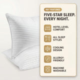 Better Bedding Company Bed Pillows for Sleeping - Standard/Queen Pillows Set of 2 - Cooling Down Alternative Hotel Quality Pillow for Side, Back & Stomach Sleepers - 100% Cotton Cover Bedding (Medium)