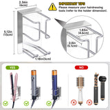 Oukimly Hair Dryer and Straightener Holder Wall Mounted, Curling Iron Holder Adhesive, Blow Dryer Holder Wall, Bathroom Hair Tool Organizer for Flat Irons,Curling Wands,Styling Tools (Silver, 1Pc)