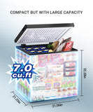 Chest Freezer 7.0 Cu.Ft Compact Chest Freezers with 7 Adjustable Thermostat Top Open Door Freezer Compressor Cooling with Removable Storage Basket for Home Bar Dorm