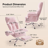 Cross Legged Office Chair with Footrest, Big and Tall Comfy Ergonomic Reclining Executive Chair Wide Seat with Flip-Down Armrests