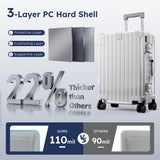 ALPHA CAMP 3 Piece Luggage Sets with Aluminum Frame (20/24/28 Inch，Silver)