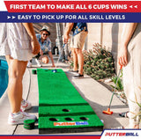 PutterBall Original Golf Putting Game Set – Backyard 12 ft Putting Green Pong Style Golf Mat with 2 Putters, 2 Balls & Hole Covers (Putterball w/Bag)
