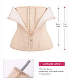 YIANNA Waist Trainer for Women Latex Underbust Tummy Control Waist Cincher Corset Hourglass Body Shaper Zipper and Hooks,YA2231-Beige-XS