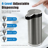 Automatic Soap Dispenser Touchless - 350ml 304 Stainless Steel, 0.25s Fast Activation, IPX5 Waterproof, 5000+ Uses per Charge, 4-Speed Foaming Soap Dispenser, Type-C Charging for Kitchen & Bathroom