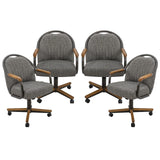 Chromcraft Set of 4 Kitchen Dining Chairs Swivel-Tilt Caster Dining Room Chairs Upholstered Memory Foam