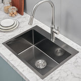 TSIBOMU 22 x 18 inch Drop-in Kitchen Sink, Single Bowl Single Hole 304 Stainless Steel Topmount Kitchen Sink, Black