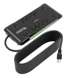 Plugable Surge Protector Power Strip with USB and 12 AC Outlets