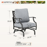 MIXPATIO, 2 Pack, Metal, Patio Rocking Chairs, 5.75" Cushions, Grey