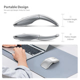 Bluetooth Wireless Arc Travel Mouse, Bluetooth 5.0/4.0 & 2.4G Tri-Mode, Rotating Foldable Ergonomic Mice, Type-C Rechargeable Multi-Device for Microsoft Laptop, PC, MacBook, Chromebook,Lenovo - Silver