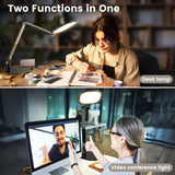 LitONES LED Desk Lamp for Home Office, 15W Computer Zoom Lighting with CRI >95, Memory & Timer Function, 1200LM Dimmable Desktop Ring Light for Video Calls, Conference, Reading, Streaming, Study
