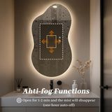 WallBeyond 36"x20" Irregular LED Vanity Mirror with Backlight, Asymmetrical Bathroom Mirror with Lights for Makeup or Modern Sink Area, Anti-Fog & Dimmable, Horizontal/Vertical Mount