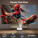 [Official-Apps & 2500 ANSI & 35W Dolby Audio] Outdoor-Projector-4k with WiFi and Bluetooth,AI Movin 2.0 OS Smart Projector,AI Auto Focus HDR10+, Lisowod Portable 4K Proyector for Bedroom/Ceiling/Home