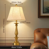 AIDENOEY 28.5" Traditional Table Lamp Set of 2, Rustic Farmhouse Table Lamps for Living Room Bedroom, Bedside Desk Lamps Vintage Nightstand Lamps with Silk Fabric Shades，Antique Gold Table Lamp