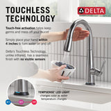 Delta Essa Touchless Kitchen Faucet with Touch Technology, Brushed Nickel Kitchen Sink Faucet with Pull Down Sprayer, Single Hole, Arctic Stainless 9113TL-AR-DST