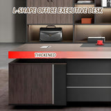 Domesto L-Shape Modern Executive Desk, L-Shape Office Executive Desk, Wood Computer Desk with Drawers and Storage, Home Office Desks, Without Chair (Left, 95" L x 63" W x 30" H)