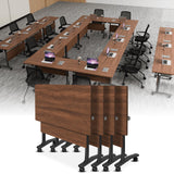 Modular Flip-Top Conference Room Table for 6–12 People, Mobile Training & Meeting Table for Office Classroom School