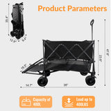400L Large Capacity Double Decker Folding Wagon, Foldable 450lbs Heavy Duty Beach Cart with All-Terrain Big Wheels