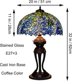 Tiffany-Style Lamp Table Peach Kapok Peony Glass Lampshade Desk(