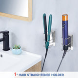 Oukimly Hair Dryer and Straightener Holder Wall Mounted, Curling Iron Holder Adhesive, Blow Dryer Holder Wall, Bathroom Hair Tool Organizer for Flat Irons,Curling Wands,Styling Tools (Silver, 1Pc)