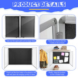 Motipuns 48"x36" Lockable Enclosed Bulletin Board with Glass Door, Weather Resistant Cork Notice Board, Wall Mounted Display Case for School Office Community Outdoor, 12xA4(Black, Silver Frame)