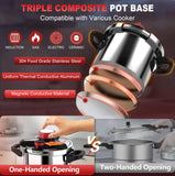 3-In-1 Stainless Steel Pressure Cooker 8 QT: [Save 70% Time] [3 PSI Settings], One-Hand Locking, Induction Compatible, Glass Lid & Steamer Rack Included