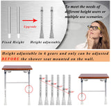 Folding Shower Seat Wall Mounted with Legs, Foldable Shower Chair for Inside Shower, Fold Down Shower Bench for Seniors (Wood, Height Adjustable)