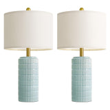 PoKat 23" Light Blue Table Lamps Set of 2, Modern Bedside Lamps for Bedroom, Coastal Ceramic End Table Lamps for Living Room, Ocean Nightstand New Home Decor Lamps
