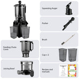 SUSTEAS Juicer Machines with 5.3" Extra Wide Chute,Cold Press Juicer for Whole Fruits & Vegetables, 64oz Capacity Juice Extractor 250W, Easy to Clean, High Juice Yield, Home Juicer, Premium Black