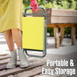 Heavy Duty Garden Kneeler and Seat with Handles - 2-in-1 Foldable Gardening Stool for Seniors, Ergonomic Yellow Kneeling Bench & Pad
