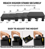 LIFTOZA 5-Level Adjustable Step Stool, 700 LBS Capacity Safety Bed Step for Seniors, Exercise Setp Platform, Portable Stair Assist for Elderly, Wide Step up for Kitchen, Car, Bedside & Shower, Black