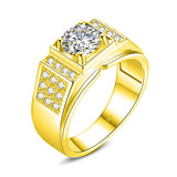 Oseew 10k 14k 18k Solid gold Moissanite Rings for Men Mens Moissanite Wedding Band Round Cut Moissanite Rings （(D Color VVS1 Clarity)）