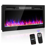 Winado 42" Electric Fireplace, Inserts/Wall Mounted Fireplace Heater with Remote Control, 12 Adjustable Flame Colors, Log & Crystal, 8H Timer for Living Room, Bedroom Inddoor